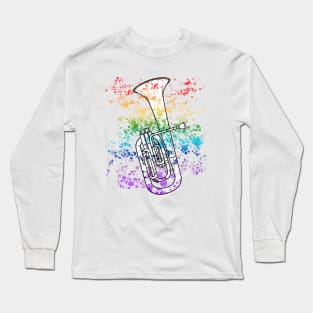 Tenor Horn Rainbow Colours Hornist Brass Musician Long Sleeve T-Shirt